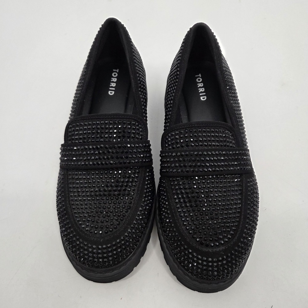 Torrid Embellished Loafer Size 9WW Chunky Goth Glam Workwear Slip On Comfort Lug - Picture 2 of 6